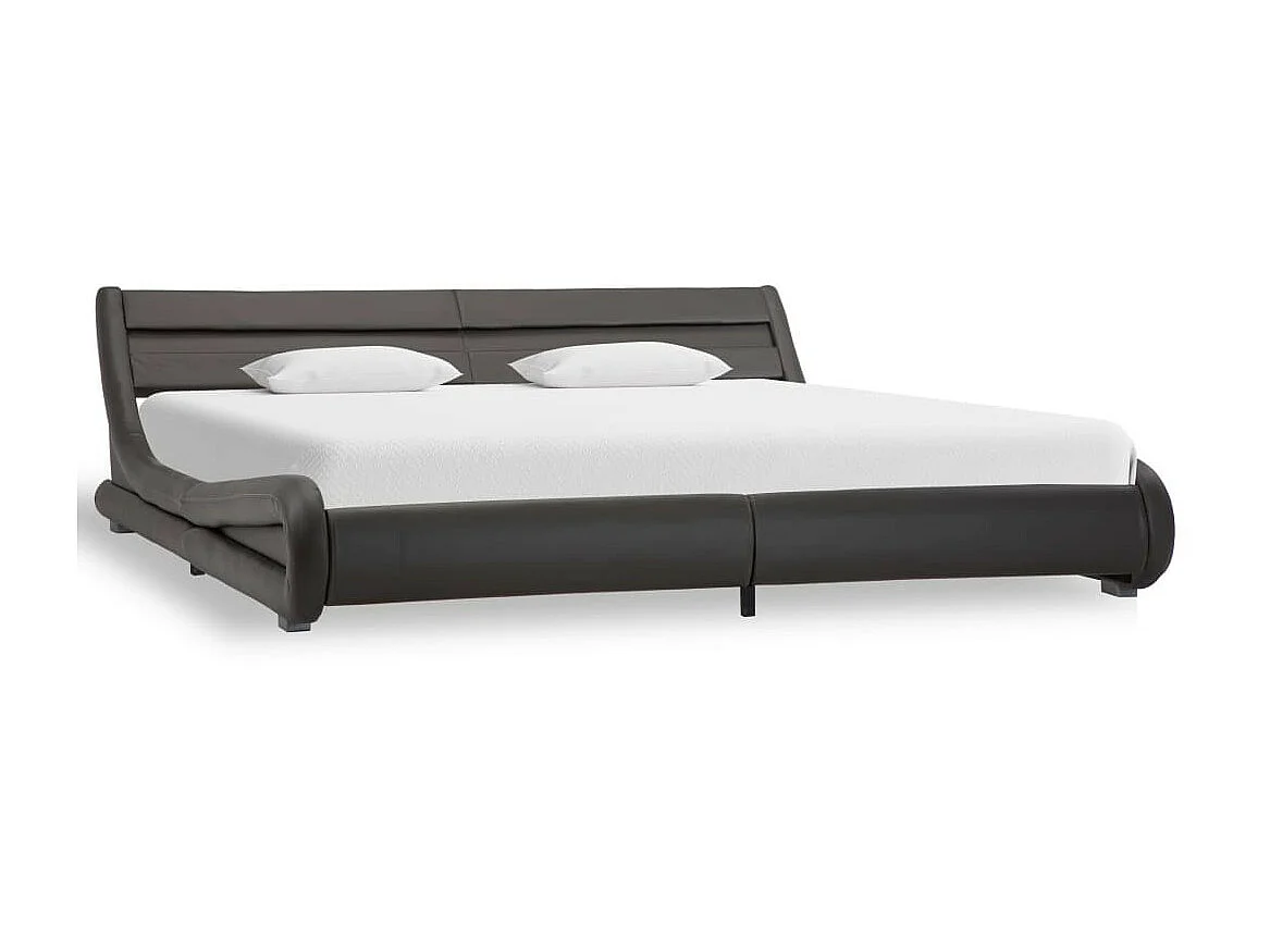 Bedframe met LED kunstleer grijs 180x200 cm