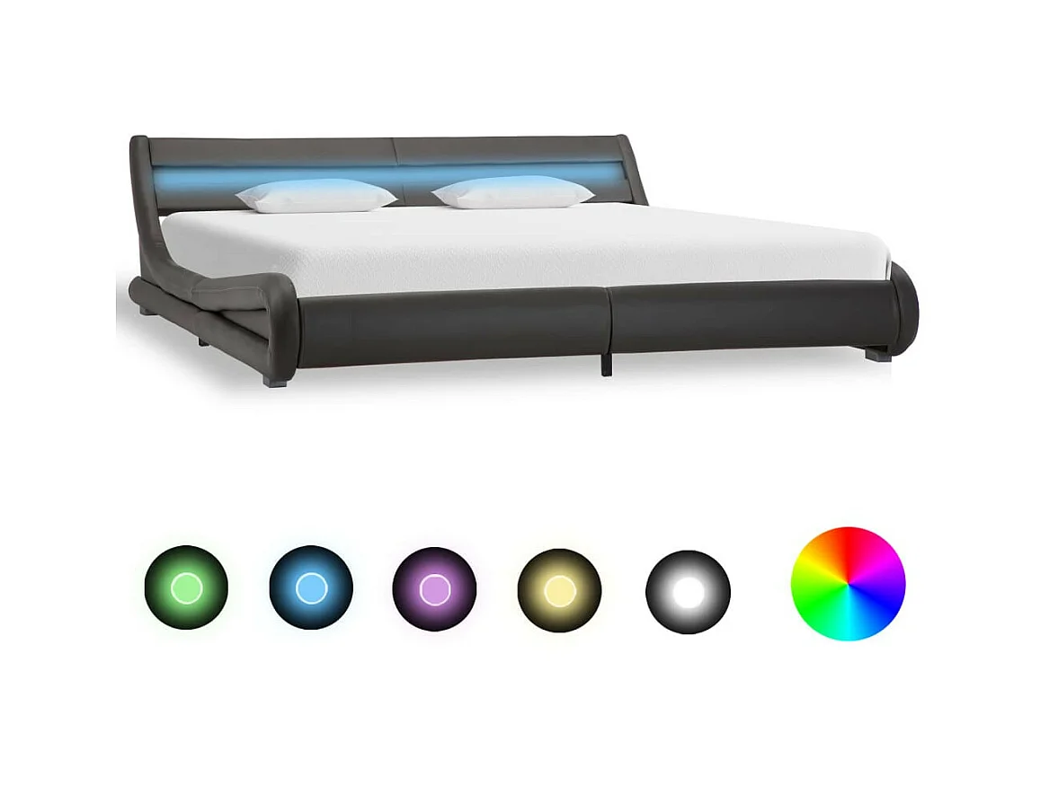 Lit avec LED Gris Similicuir 180x200 4