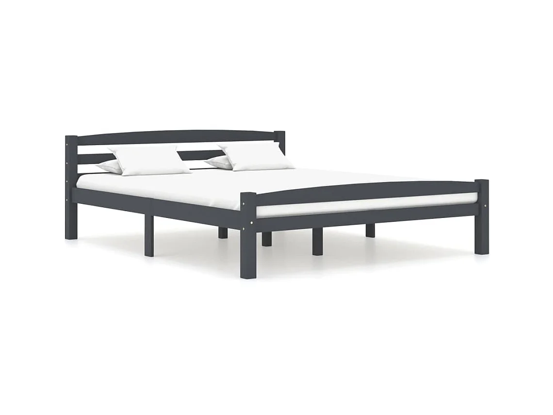 Lit Gris foncé Bois de pin massif 160x200