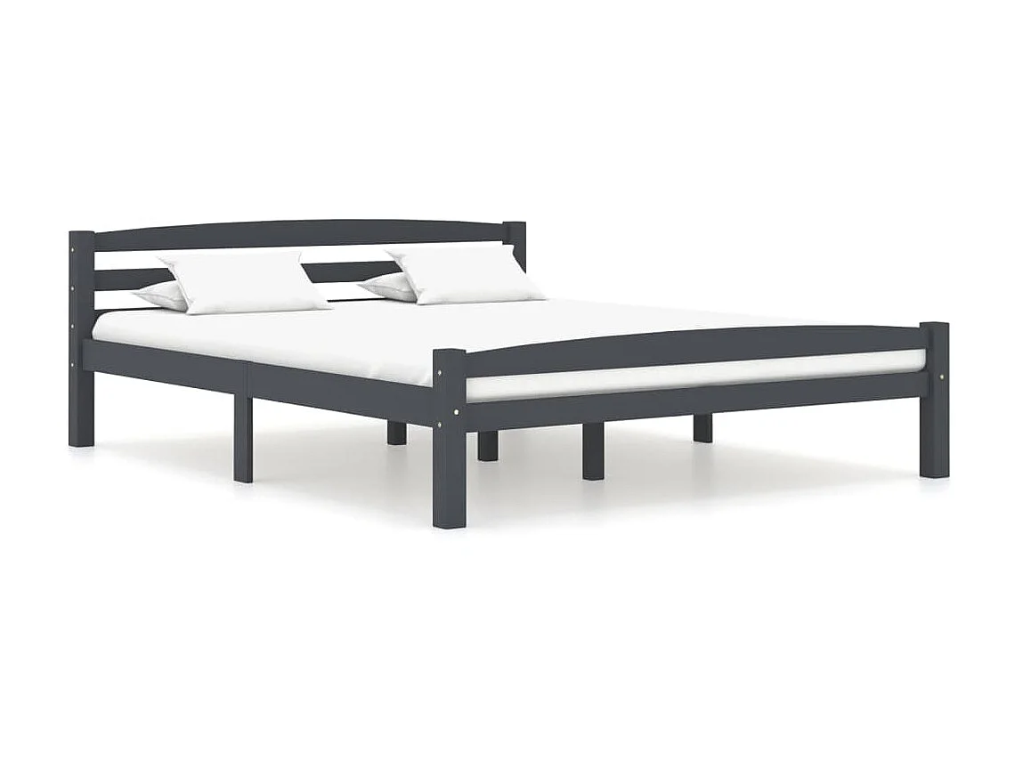 Estructura de cama madera maciza pino gris oscuro 160x200 cm