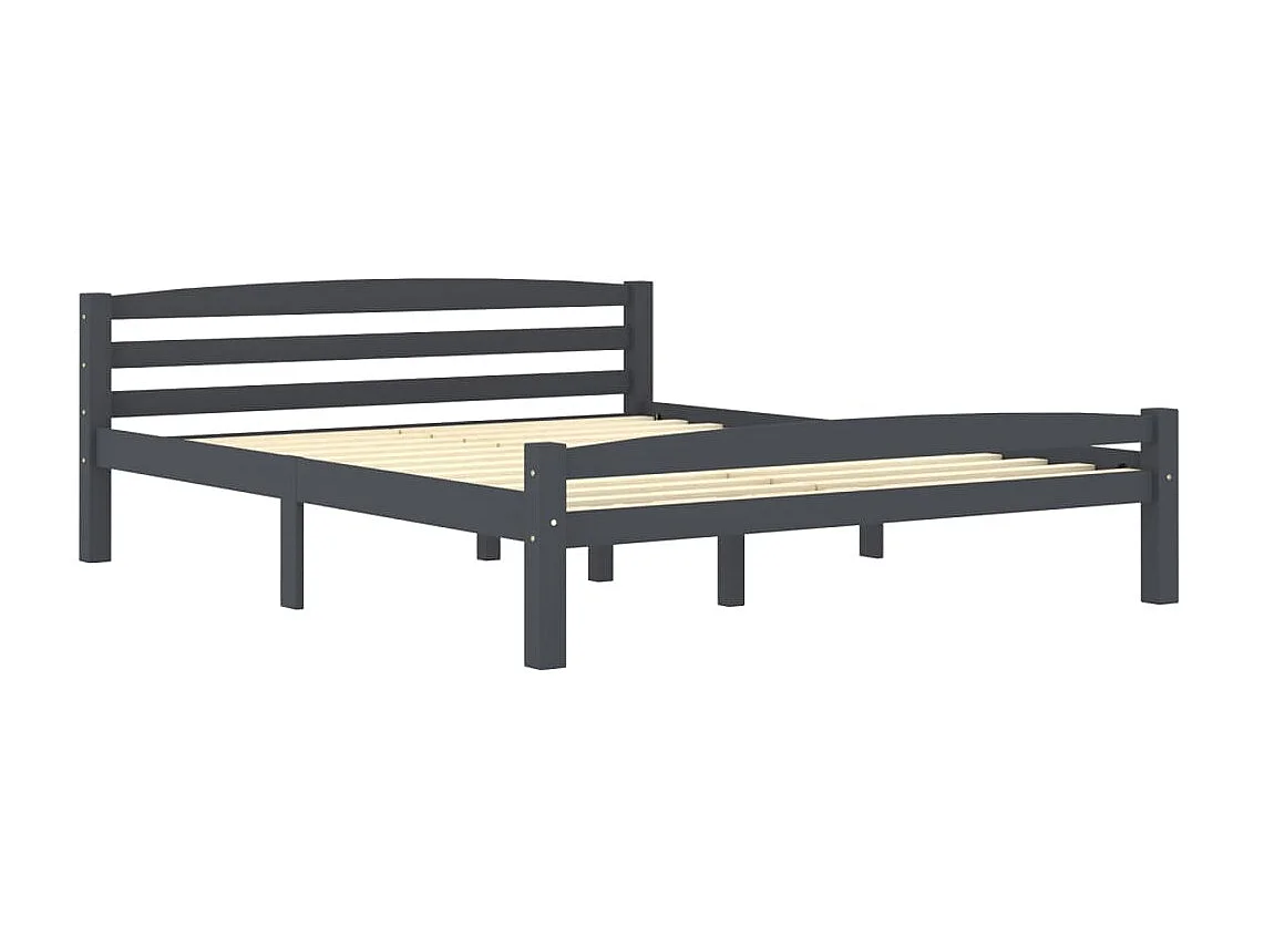 Estructura de cama madera maciza pino gris oscuro 160x200 cm
