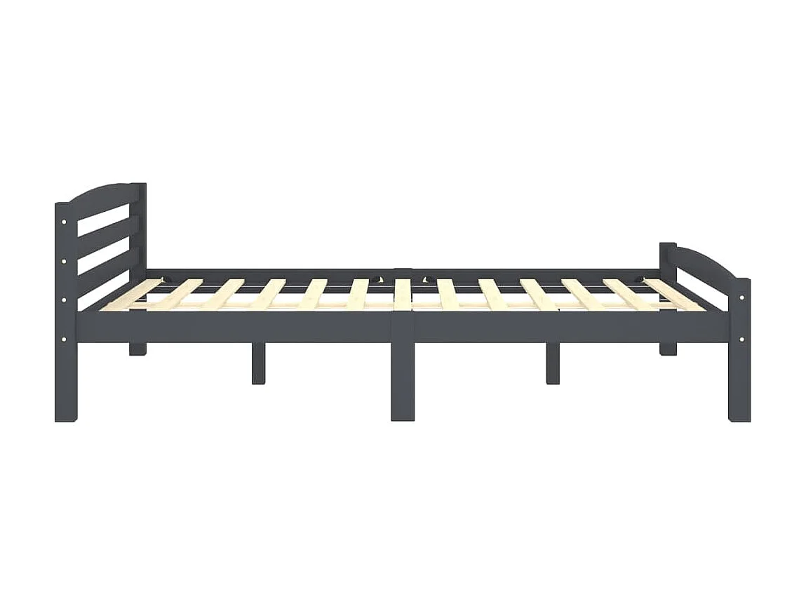 Estructura de cama madera maciza pino gris oscuro 160x200 cm