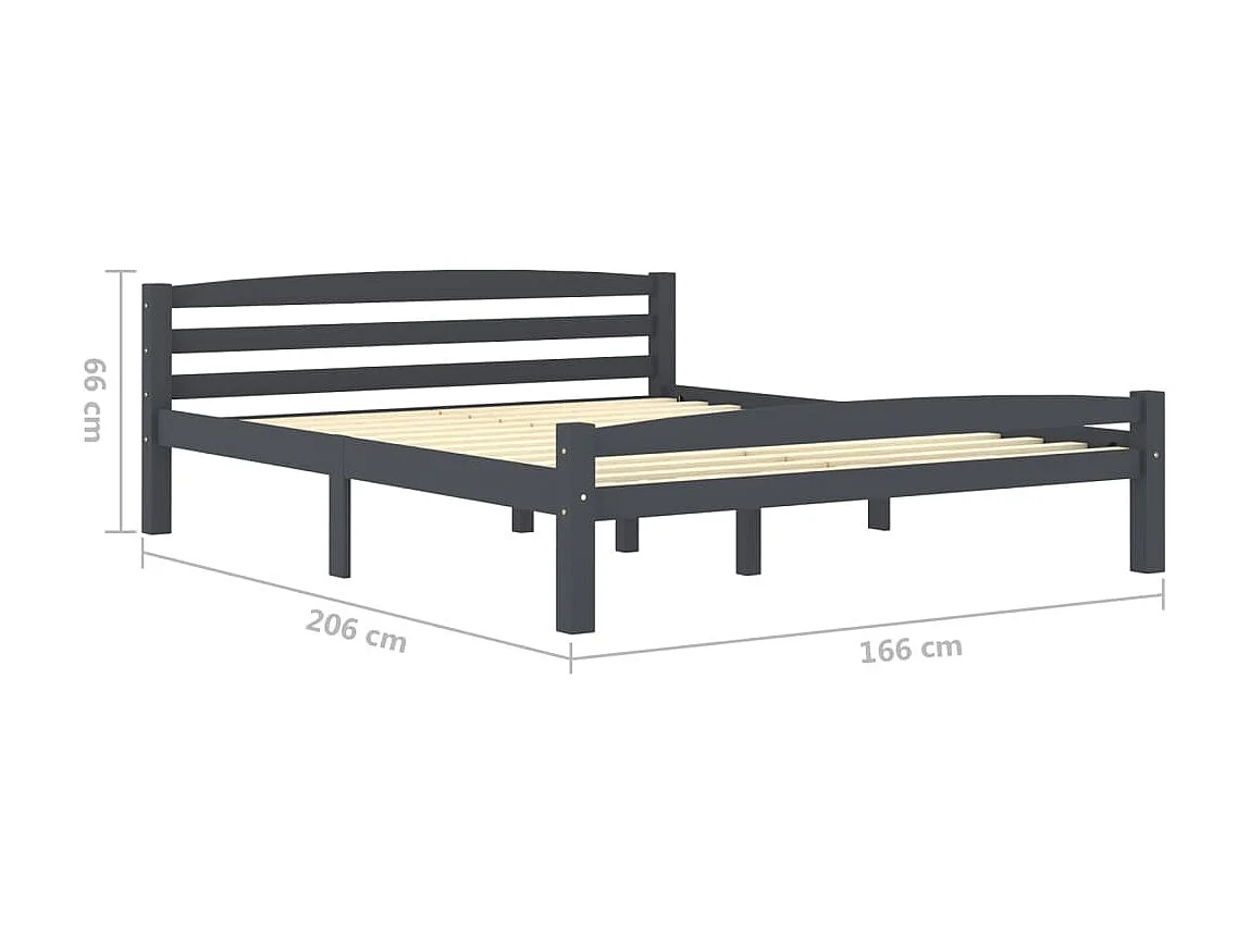 Estructura de cama madera maciza pino gris oscuro 160x200 cm