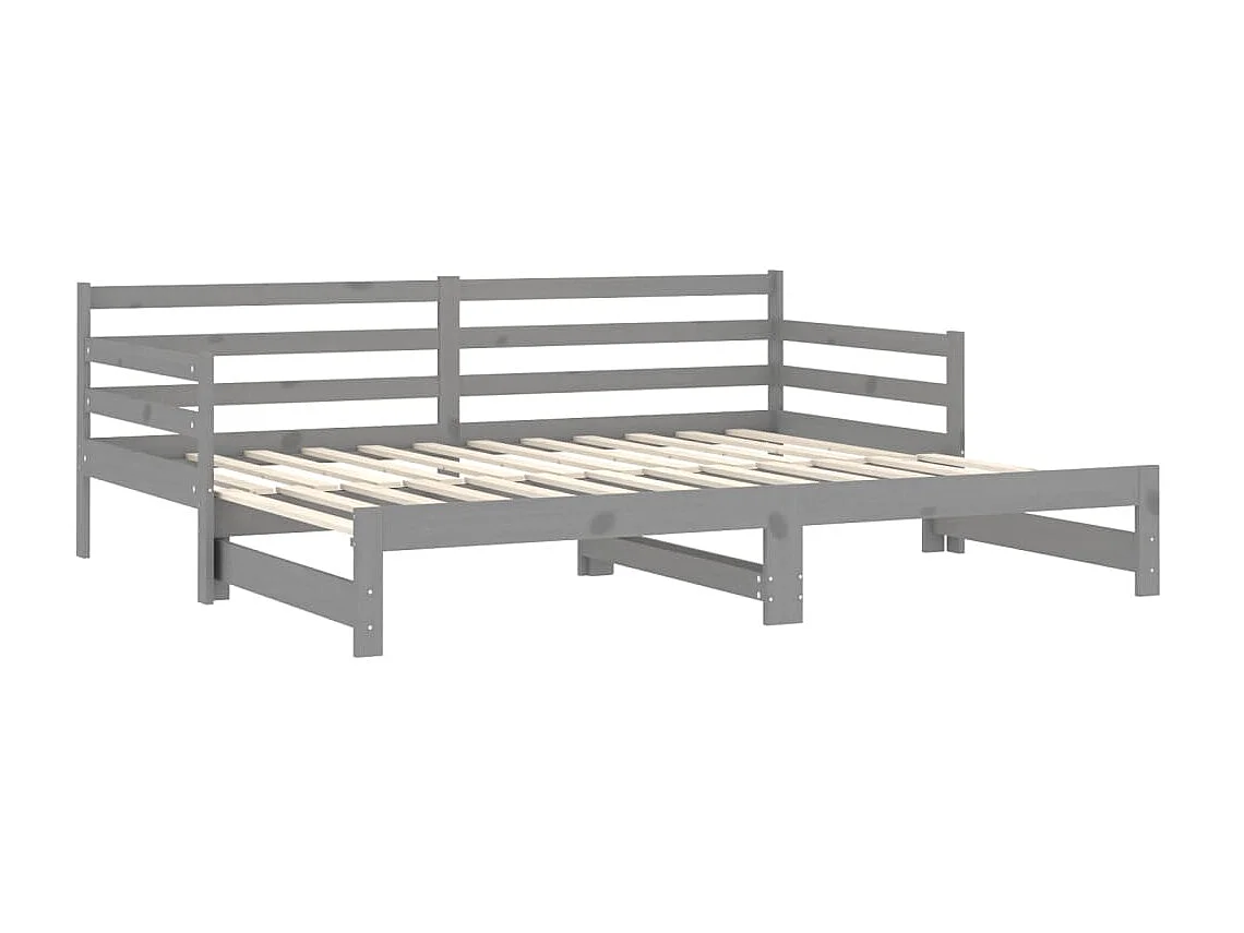 Lit coulissant 2x(90x200) cm Gris Bois de pin massif 7