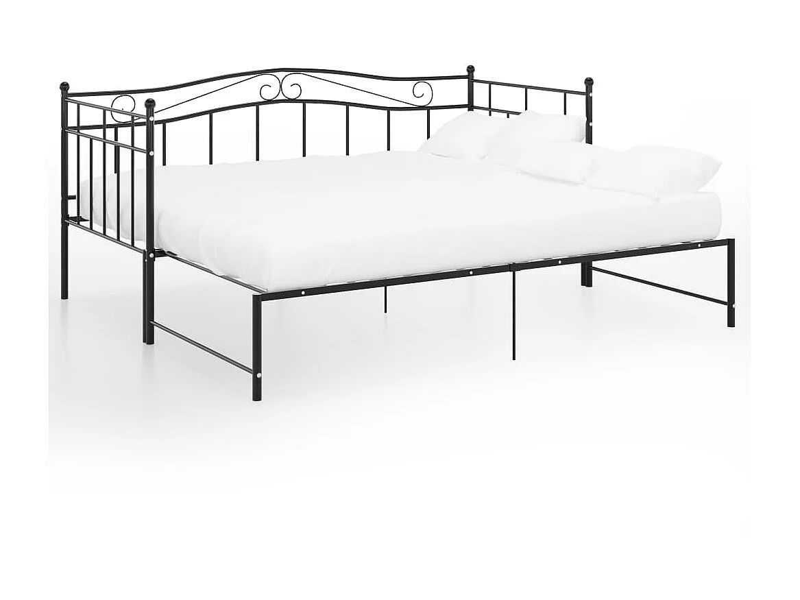 Cadre de canapé-lit extensible Noir Métal 90x200