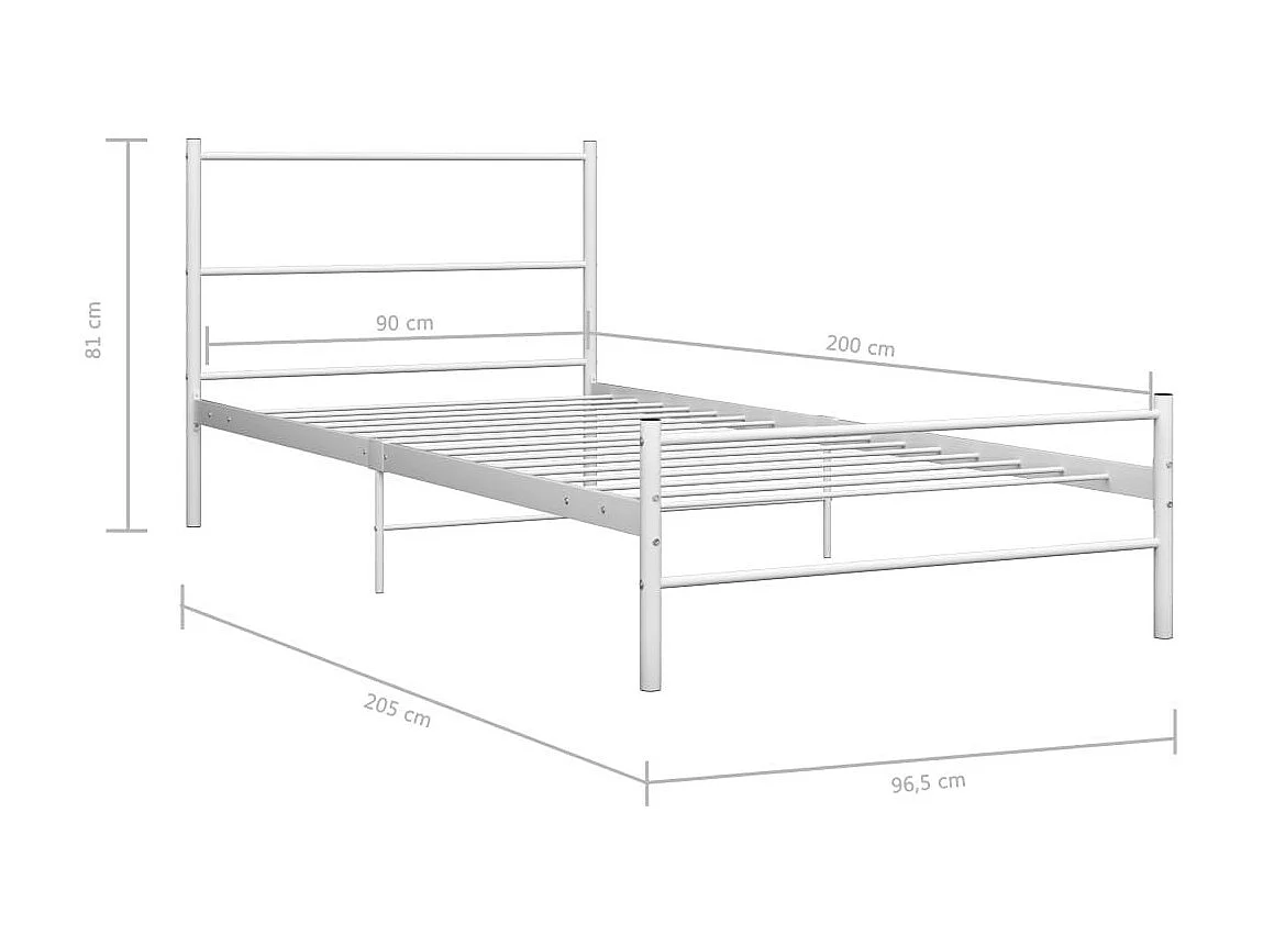 Lit Blanc Métal 90x200 2