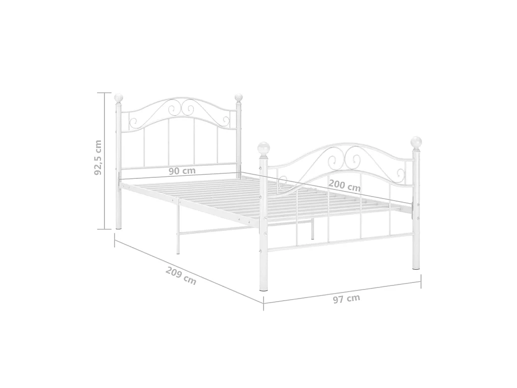 Lit Blanc Métal 90x200 4