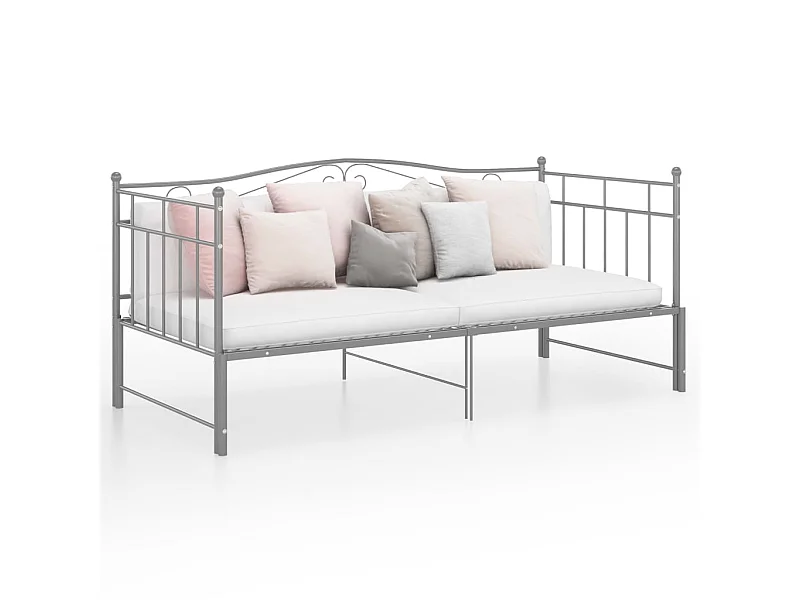 Cadre de canapé-lit extensible Gris Métal 90x200 4