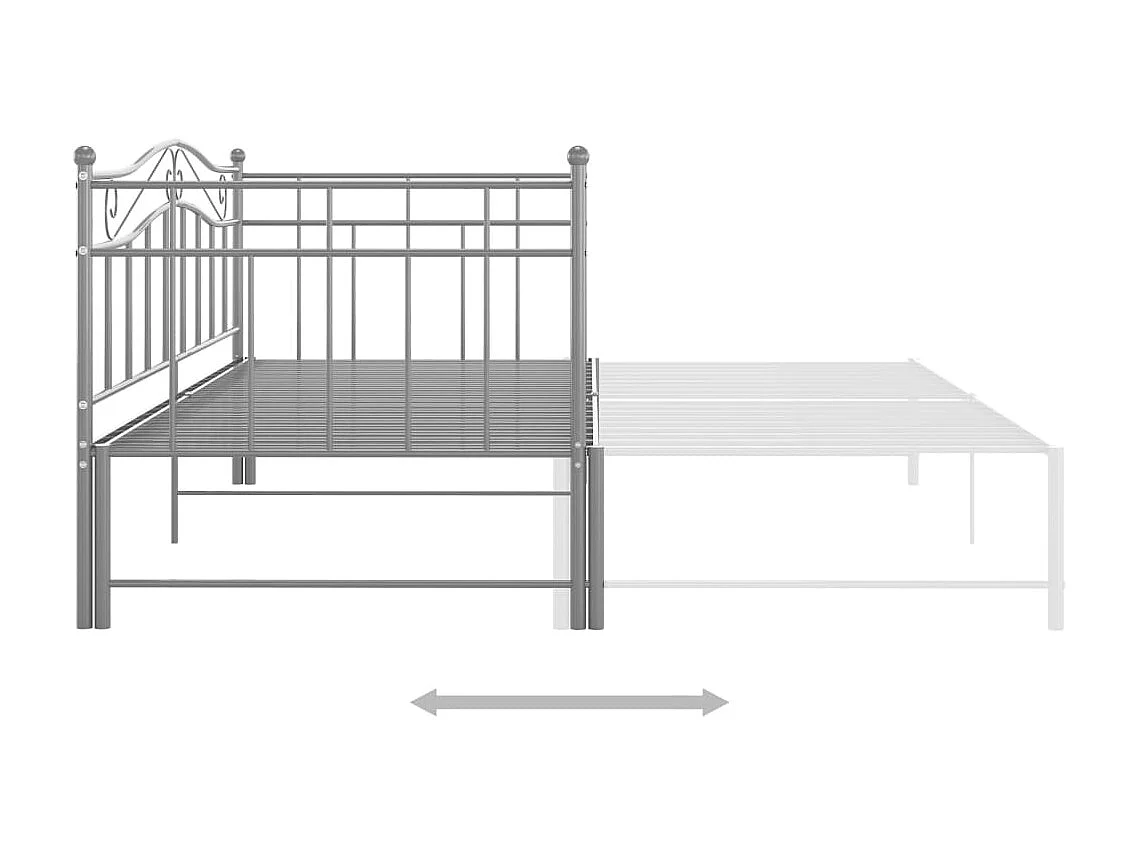 Cadre de canapé-lit extensible Gris Métal 90x200 4