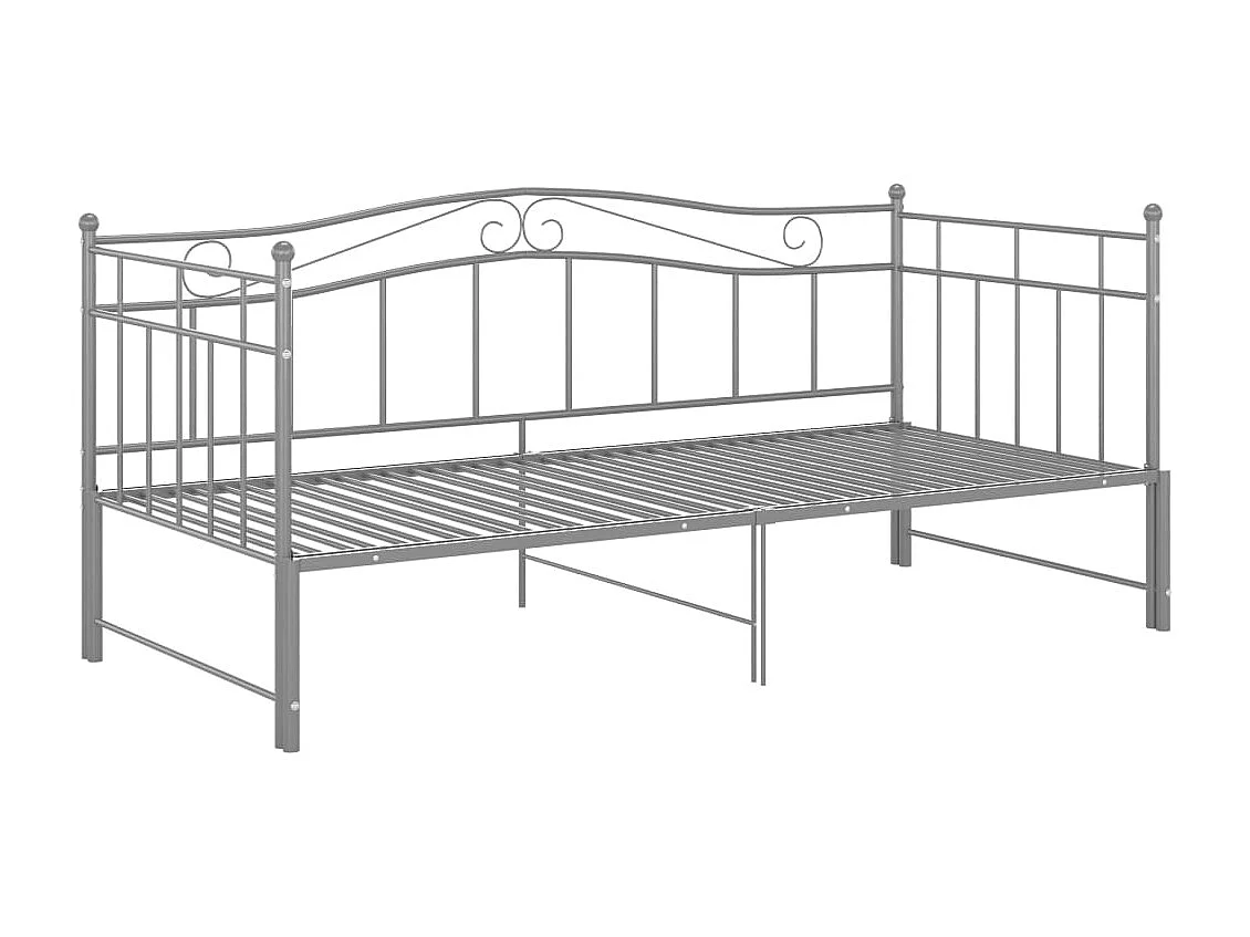 Cadre de canapé-lit extensible Gris Métal 90x200 4