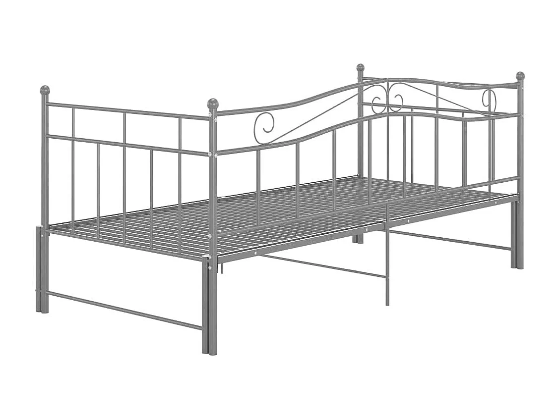 Cadre de canapé-lit extensible Gris Métal 90x200 4