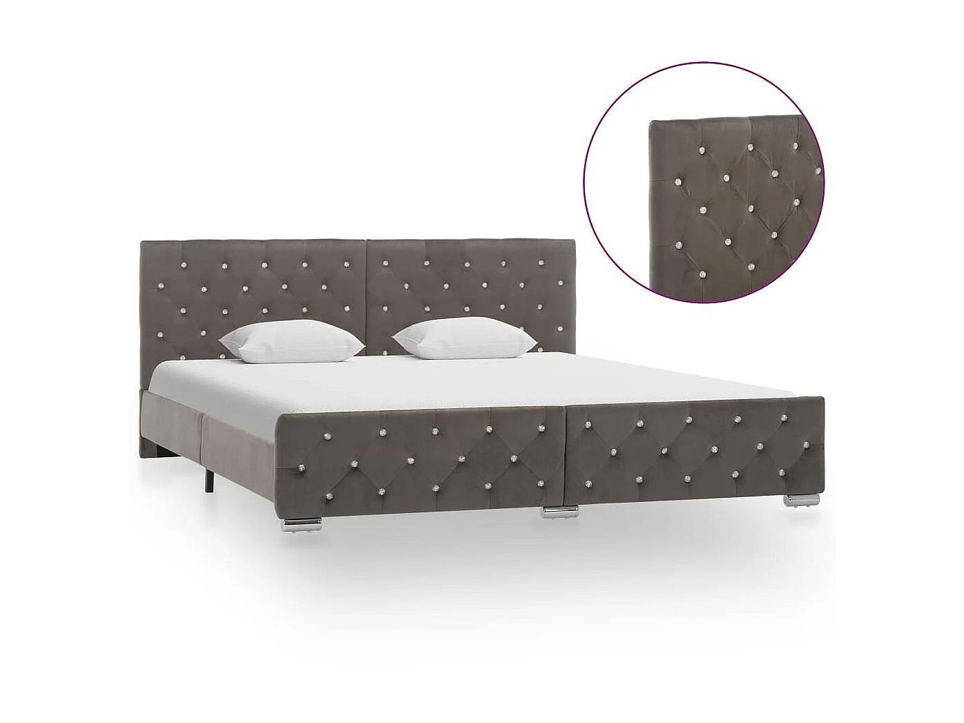 Lit Gris Tissu 180x200 3