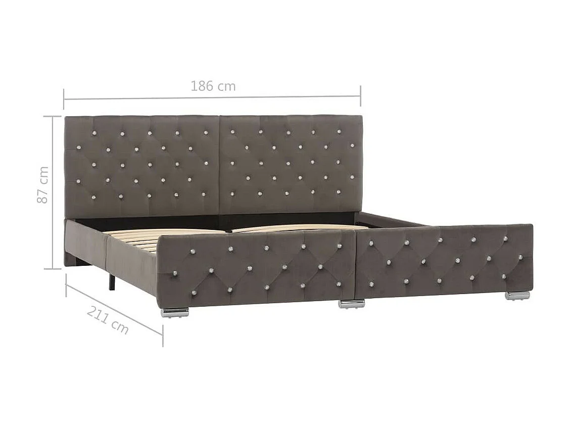 Lit Gris Tissu 180x200 3