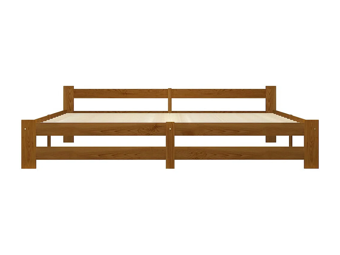 Lit Marron miel Bois de pin massif 200x200 5