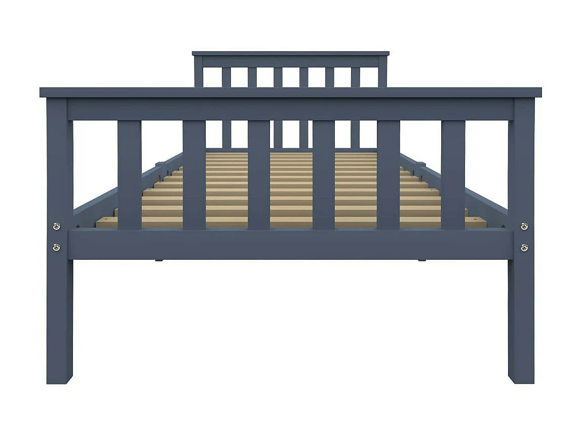 Lit Gris Bois de pin massif 100x200 3