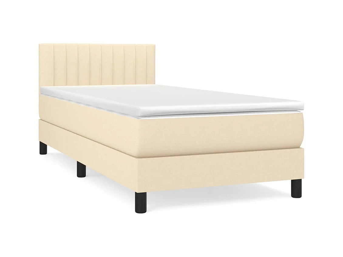 Lit à sommier tapissier avec matelas Crème 80x200 Tissu 4