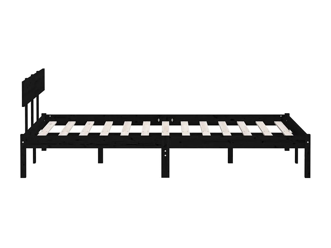 Lit Noir Bois de pin massif 150x200 UK King