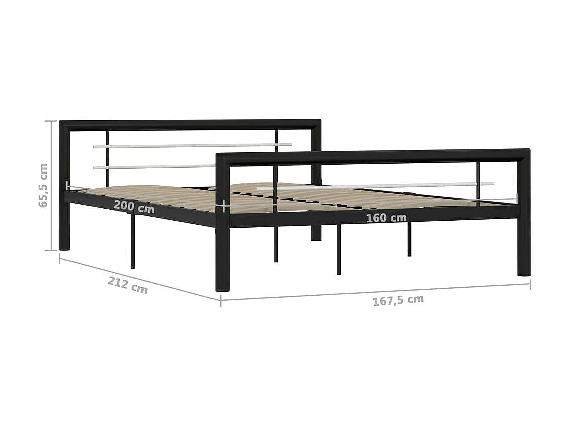 Lit Noir et blanc Métal 160x200