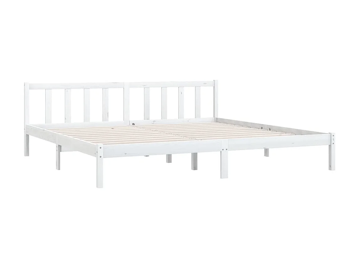 Lit Blanc Bois de pin massif 200x200 5