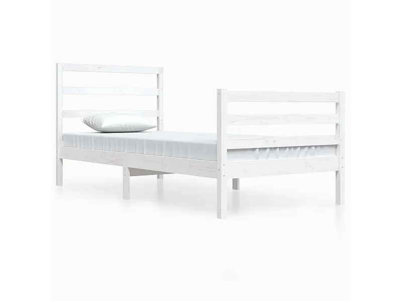 Lit Blanc Bois de pin massif 90x200 10