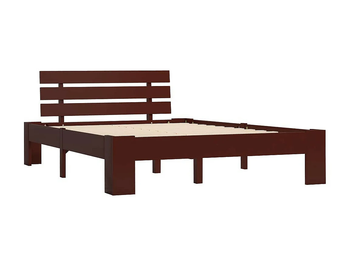 Lit Marron foncé Bois de pin massif 120x200