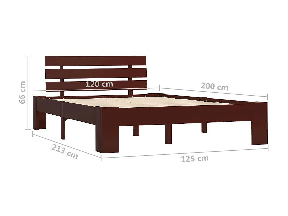 Lit Marron foncé Bois de pin massif 120x200