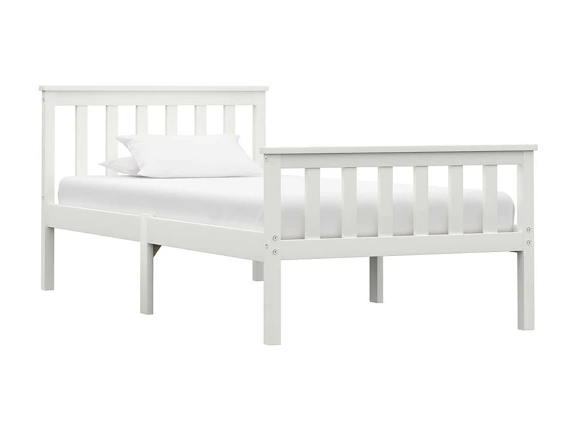 Lit Blanc Bois de pin massif 100x200