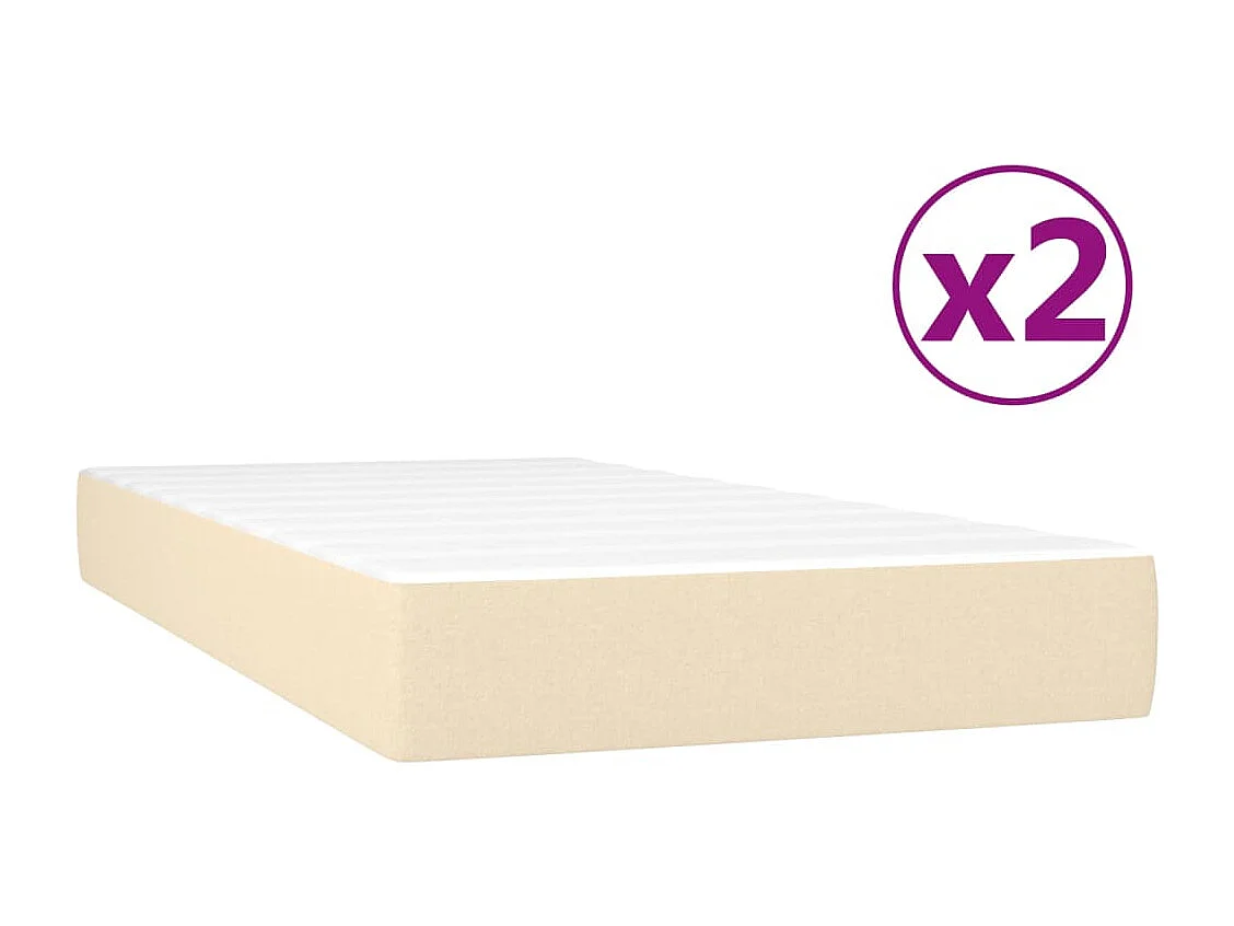 Lit à sommier tapissier avec matelas Crème 200x200 Tissu 13