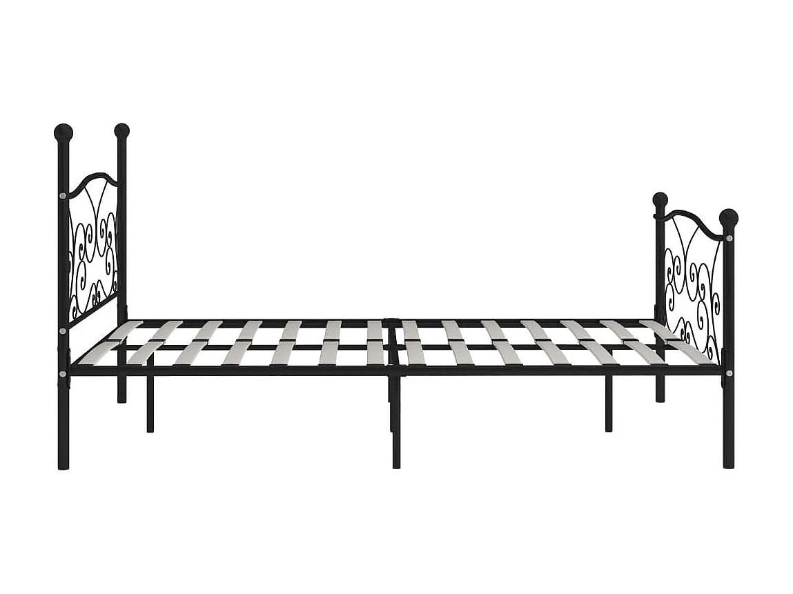 Lit et sommier à lattes Noir Métal 200x200