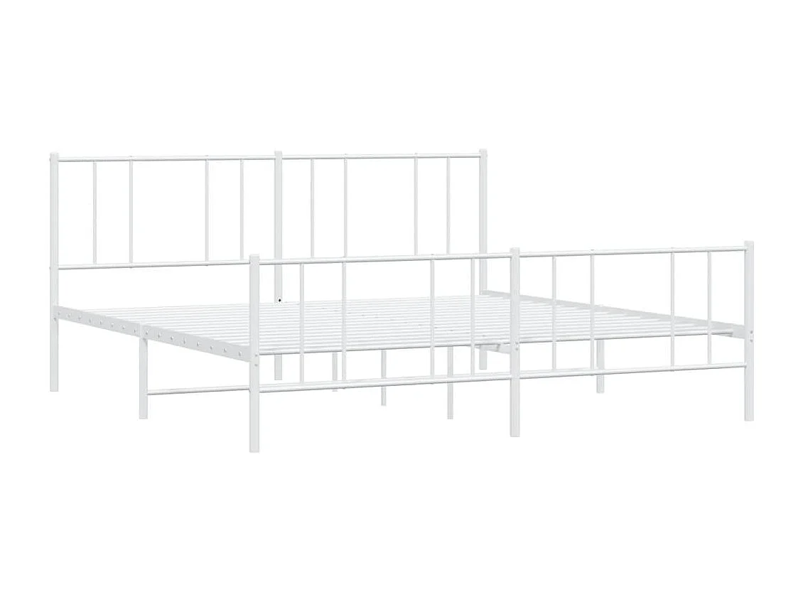 Lit métal avec tête de lit-pied de lit blanc 193x203