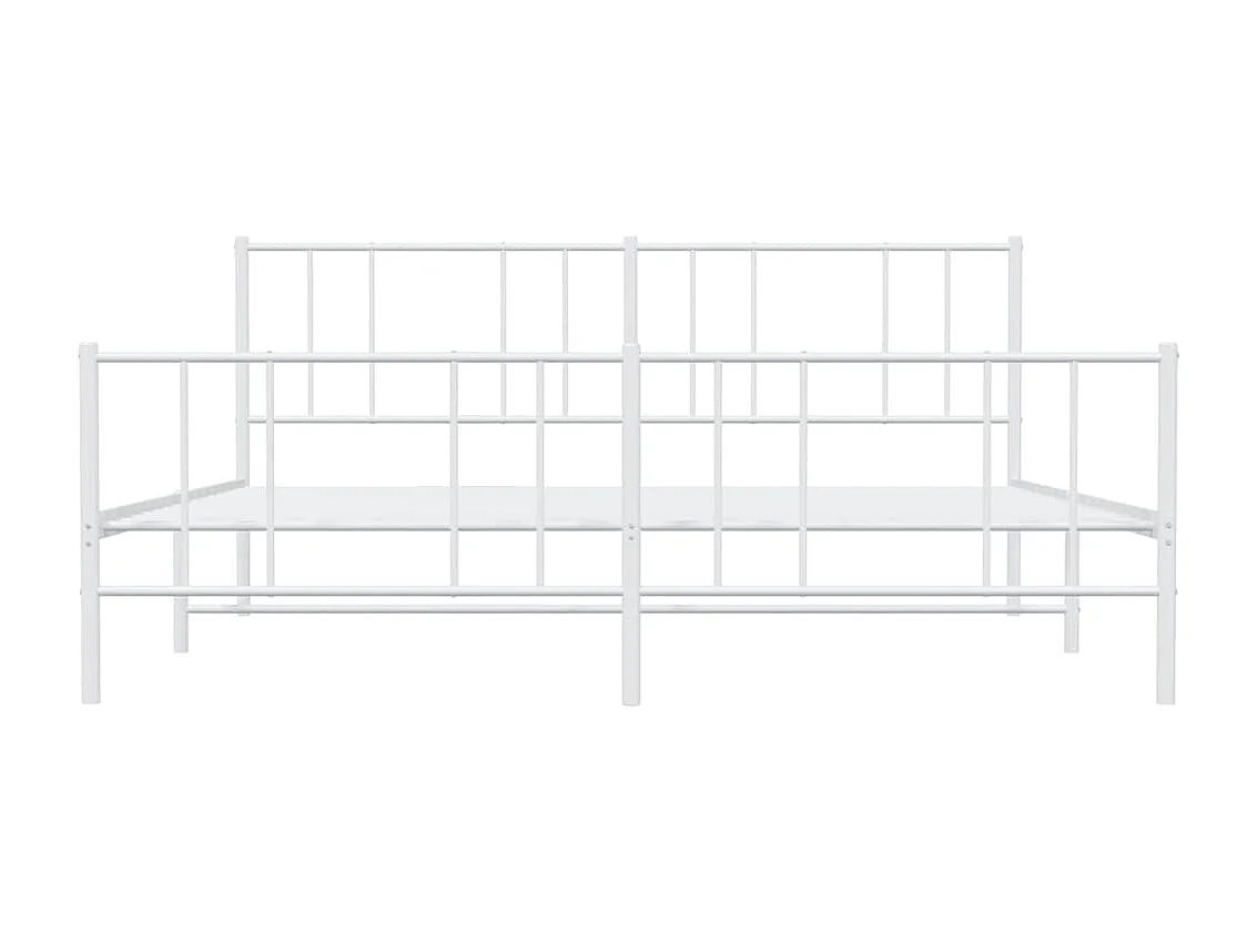 Lit métal avec tête de lit-pied de lit blanc 193x203