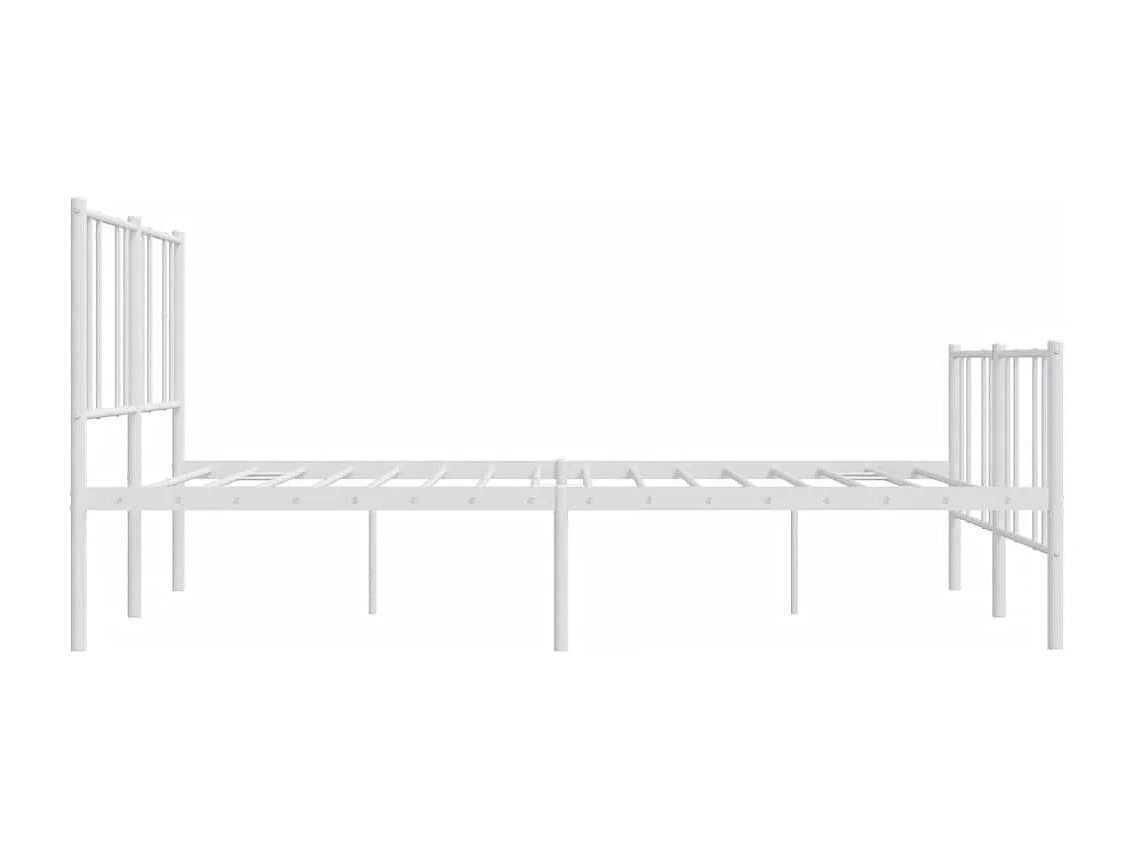 Lit métal avec tête de lit-pied de lit blanc 193x203