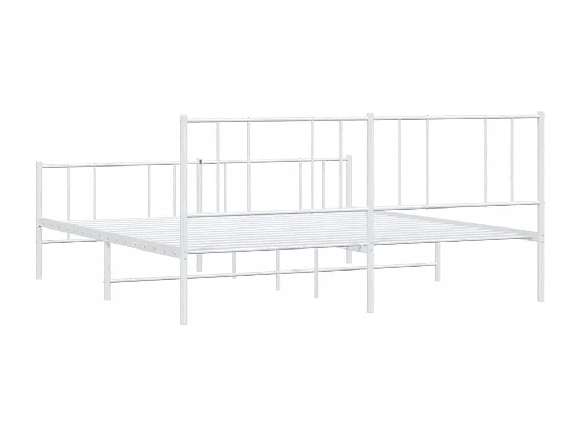 Lit métal avec tête de lit-pied de lit blanc 193x203