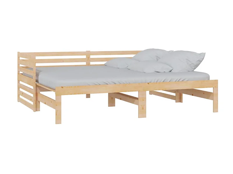 Lit coulissant Bois de pin massif 2x(90x200) cm 2