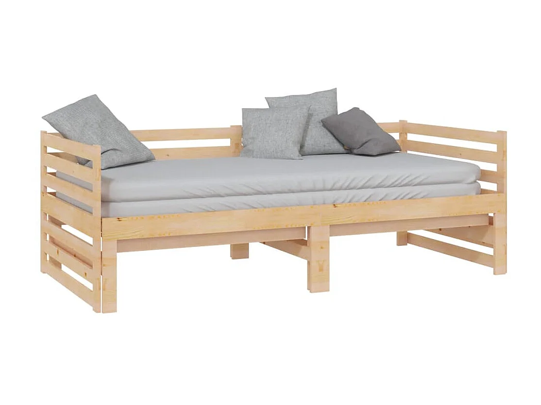 Lit coulissant Bois de pin massif 2x(90x200) cm 2