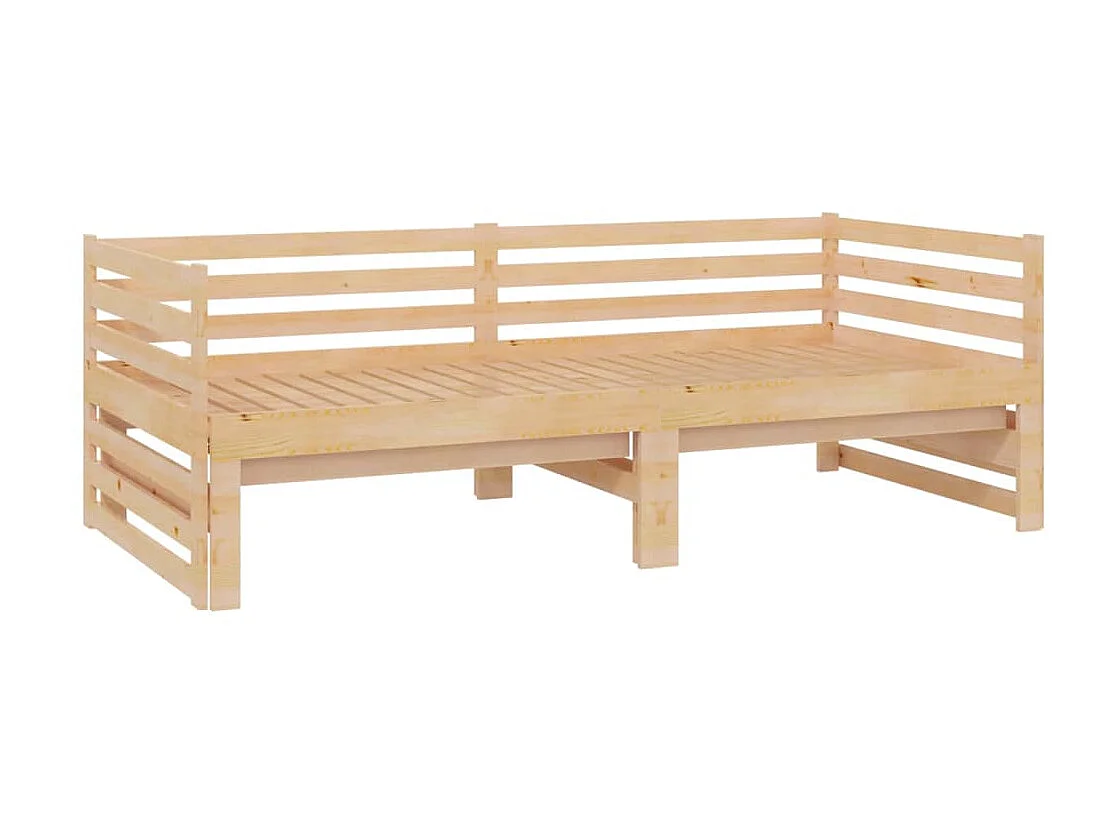 Lit coulissant Bois de pin massif 2x(90x200) cm 2