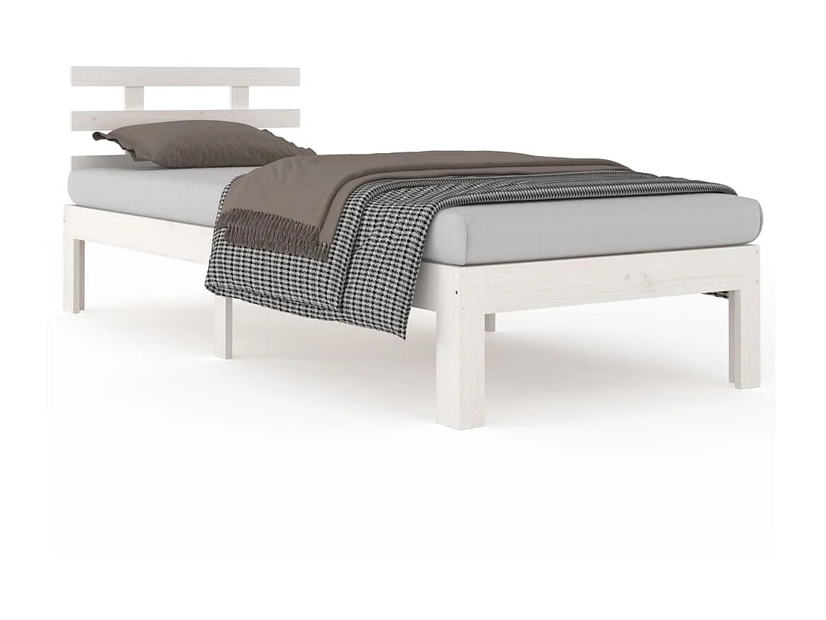 Lit Blanc Bois massif 90x190 Simple 6