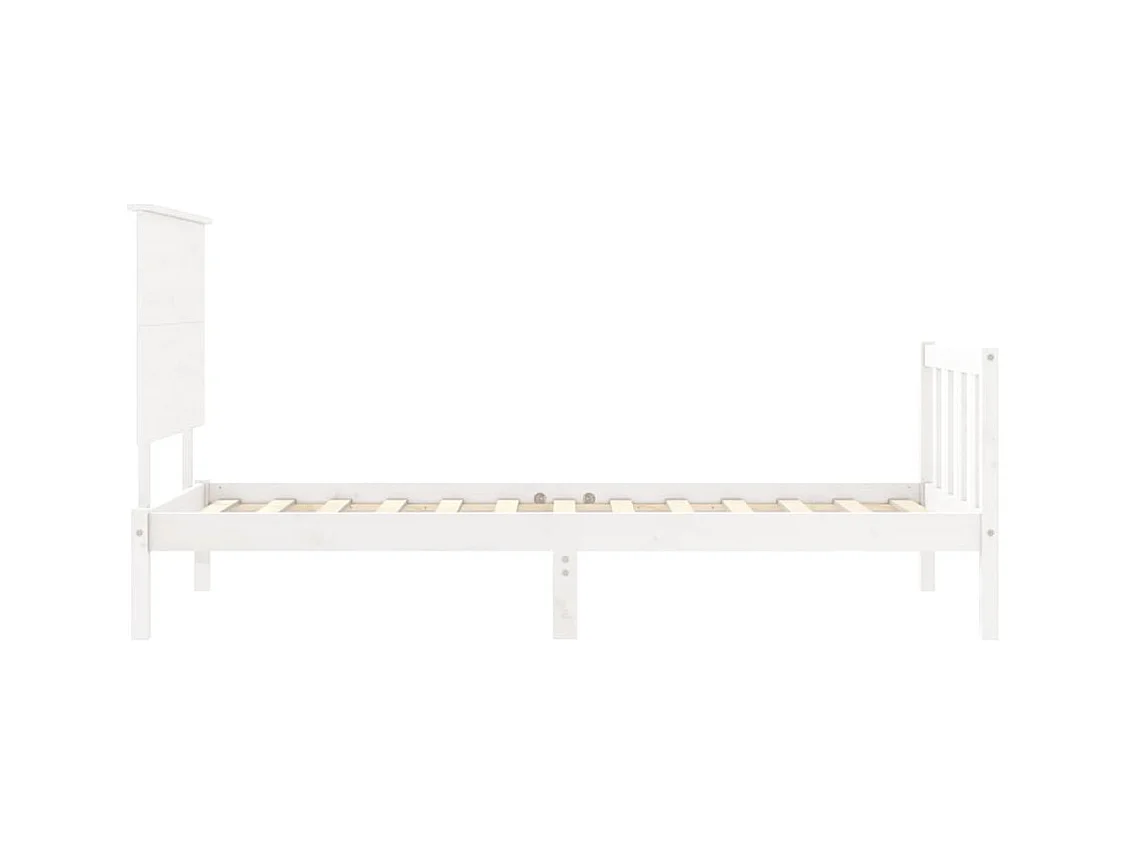 Lit avec tête de lit blanc simple bois massif