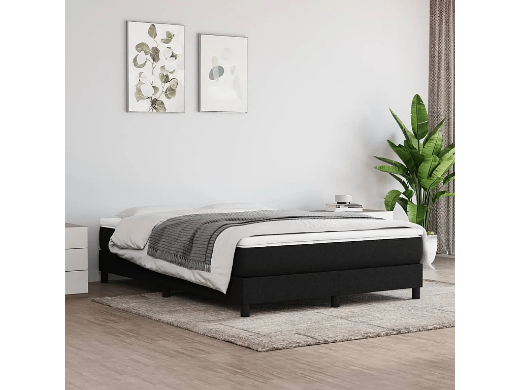 Boxspring met matras stof zwart 160x200 cm
