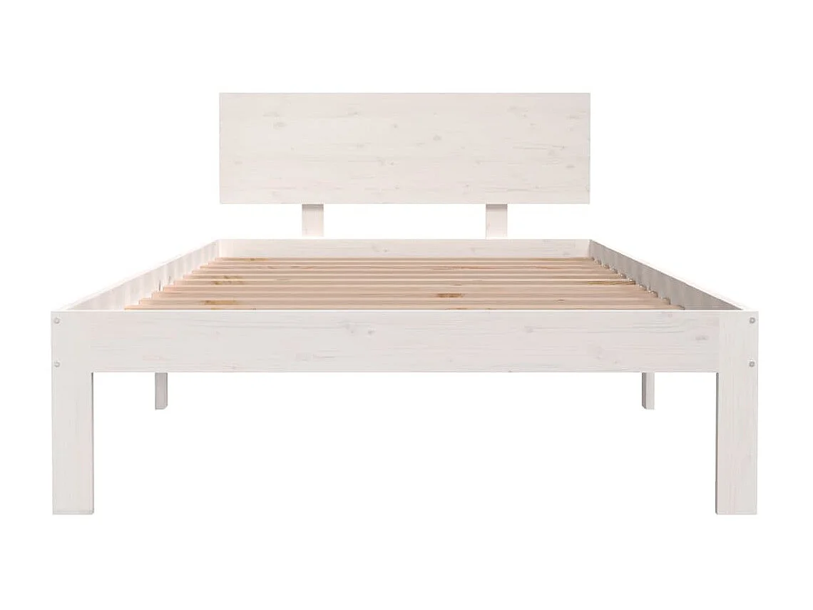 Lit Blanc Bois de pin massif 100x200 6