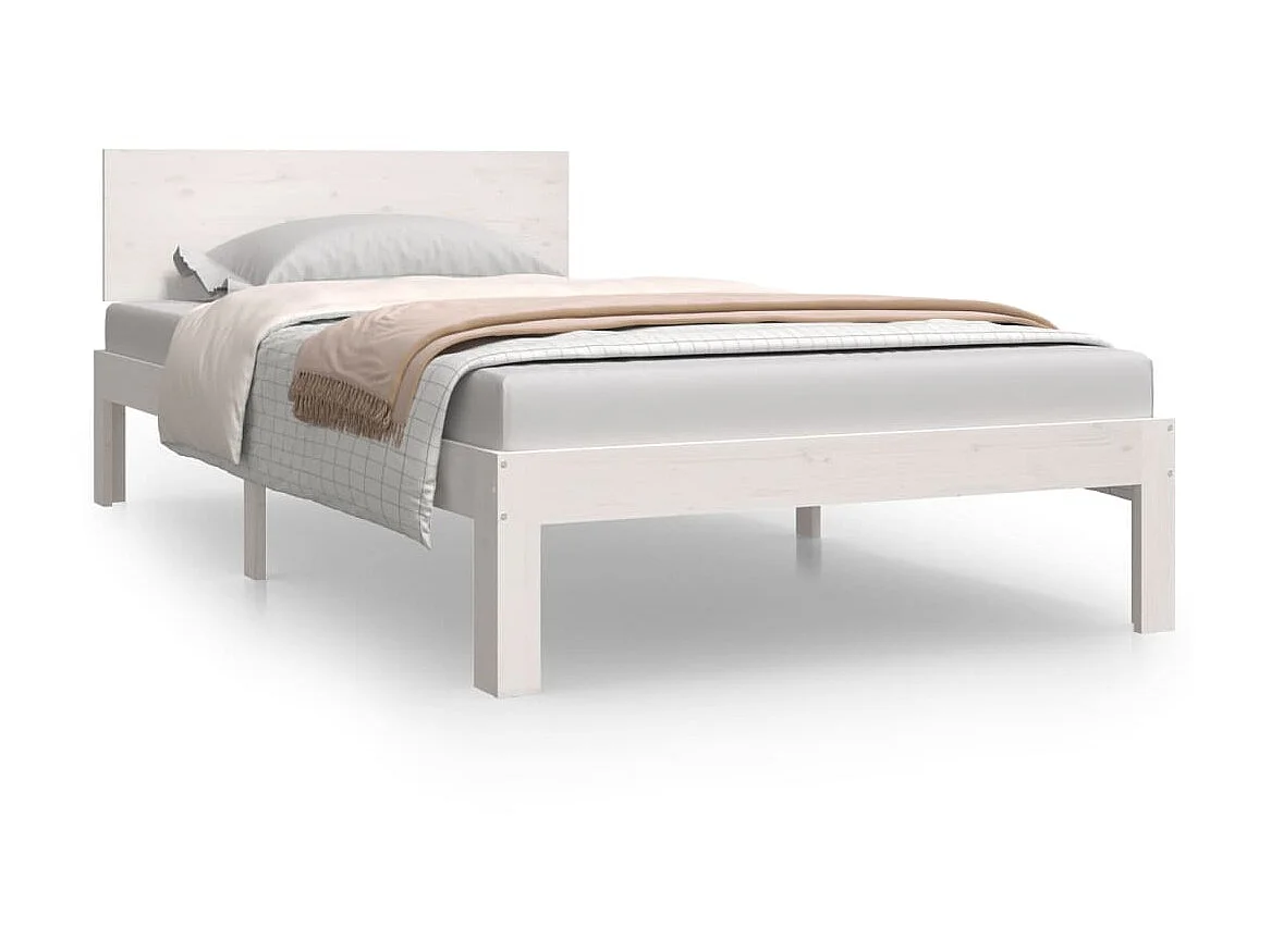 Lit Blanc Bois de pin massif 100x200 6