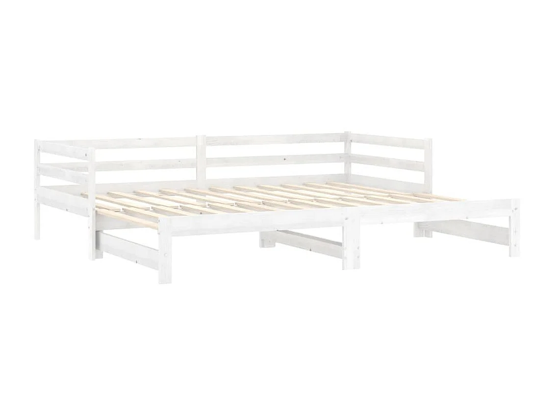 Lit coulissant 2x(90x200) cm Blanc Bois de pin massif 8
