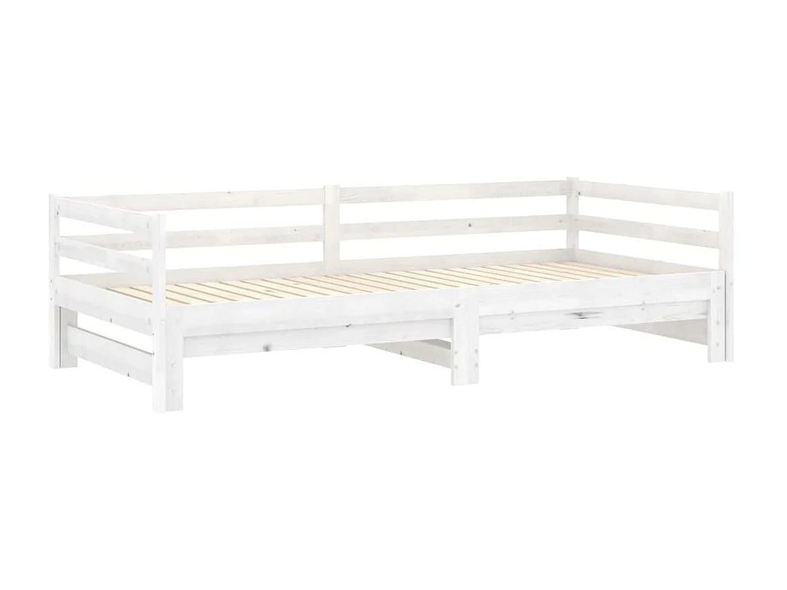 Lit coulissant 2x(90x200) cm Blanc Bois de pin massif 8