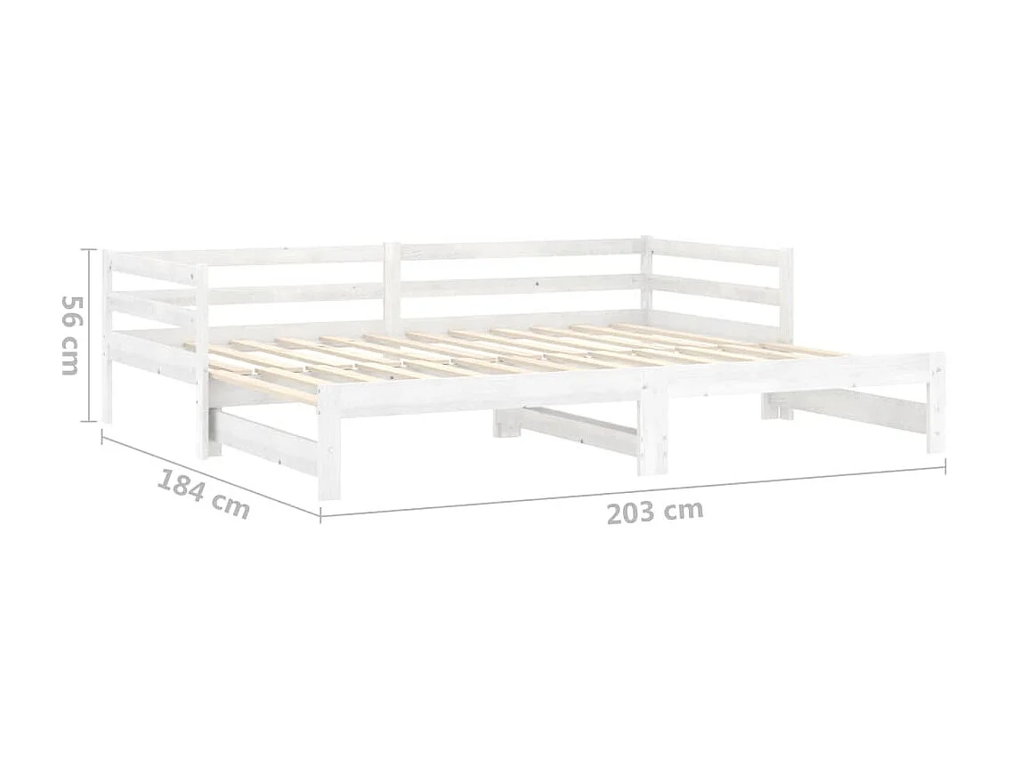 Lit coulissant 2x(90x200) cm Blanc Bois de pin massif 8
