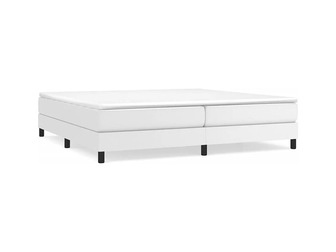 Lit à sommier tapissier avec matelas Blanc 200x200 Similicuir 3