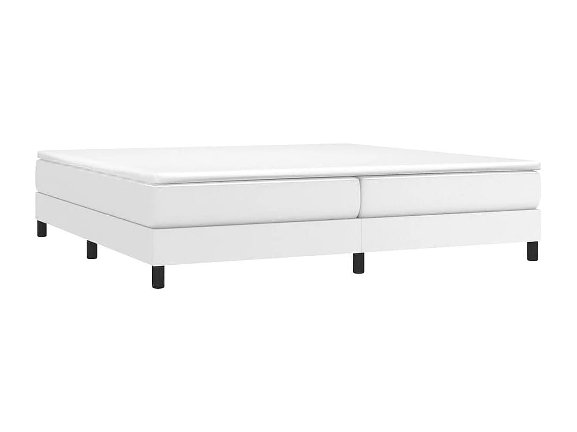 Lit à sommier tapissier avec matelas Blanc 200x200 Similicuir 3
