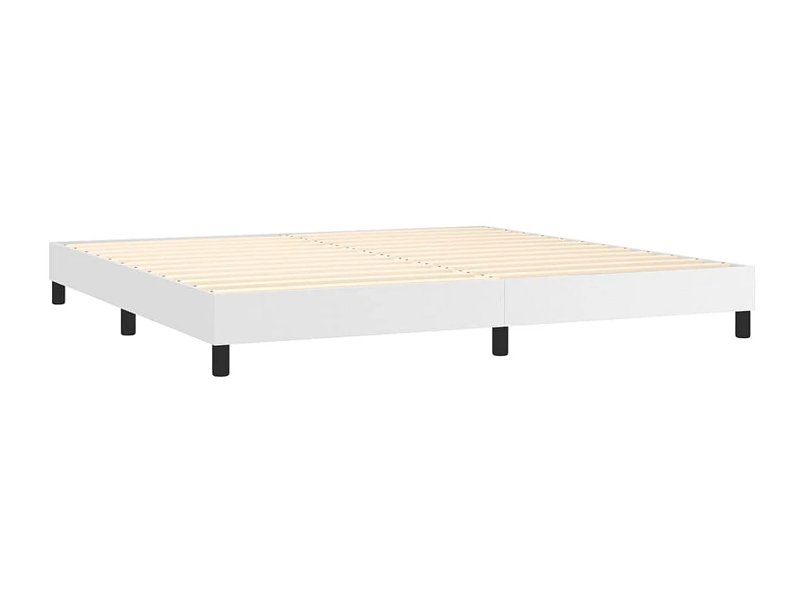 Lit à sommier tapissier avec matelas Blanc 200x200 Similicuir 3