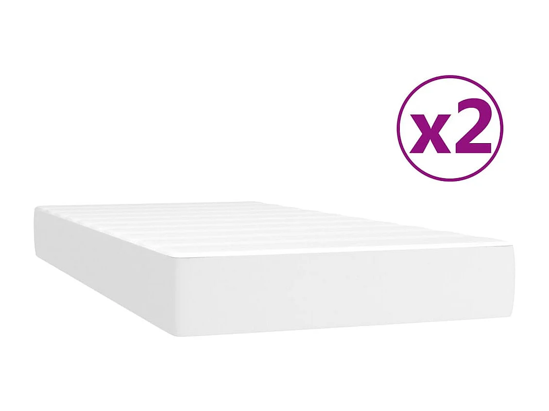 Lit à sommier tapissier avec matelas Blanc 200x200 Similicuir 3