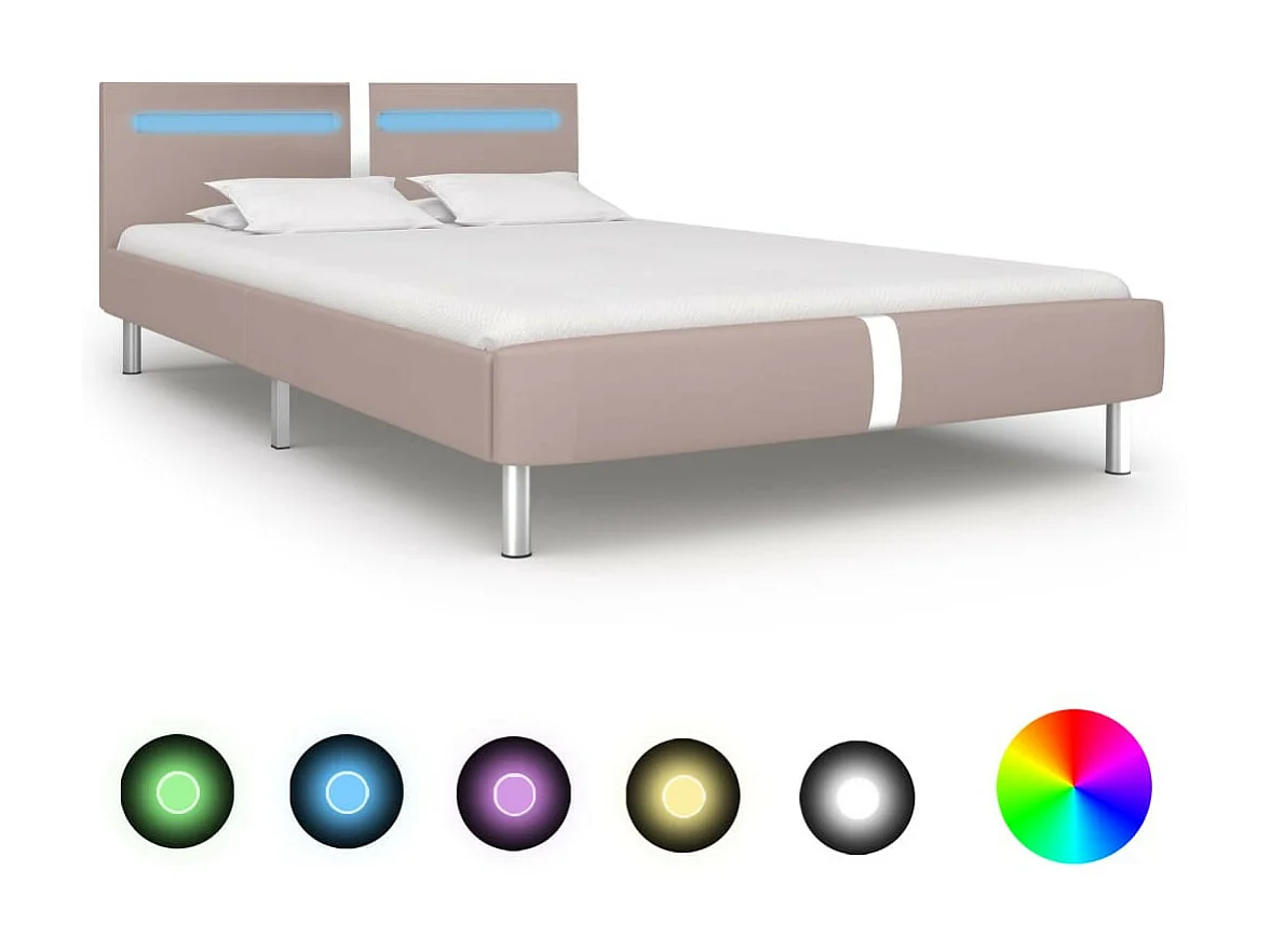 Lit avec LED Cappuccino Similicuir 120x200