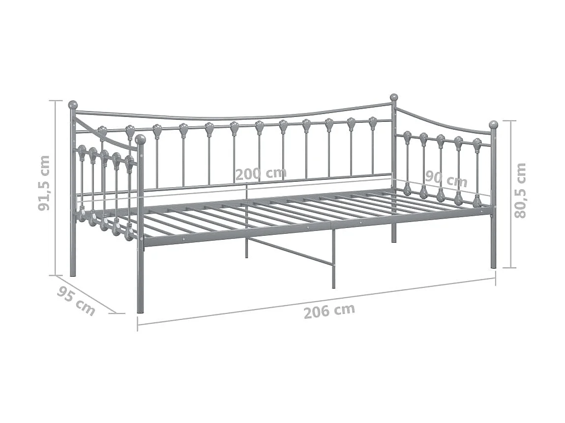 Cadre de canapé-lit Gris Métal 90x200 Paola